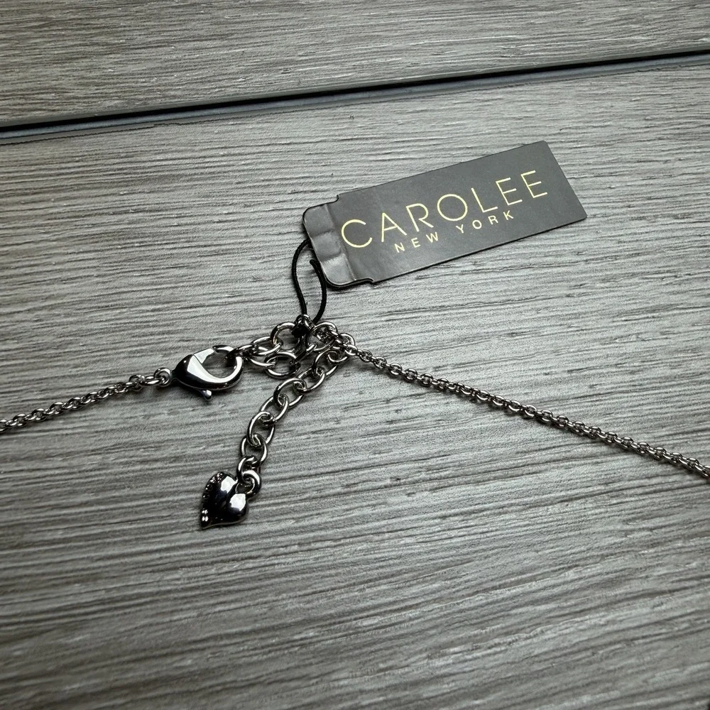 Carolee New York Simulated Blue Sapphire Crystal Halo Teardrop Necklace New